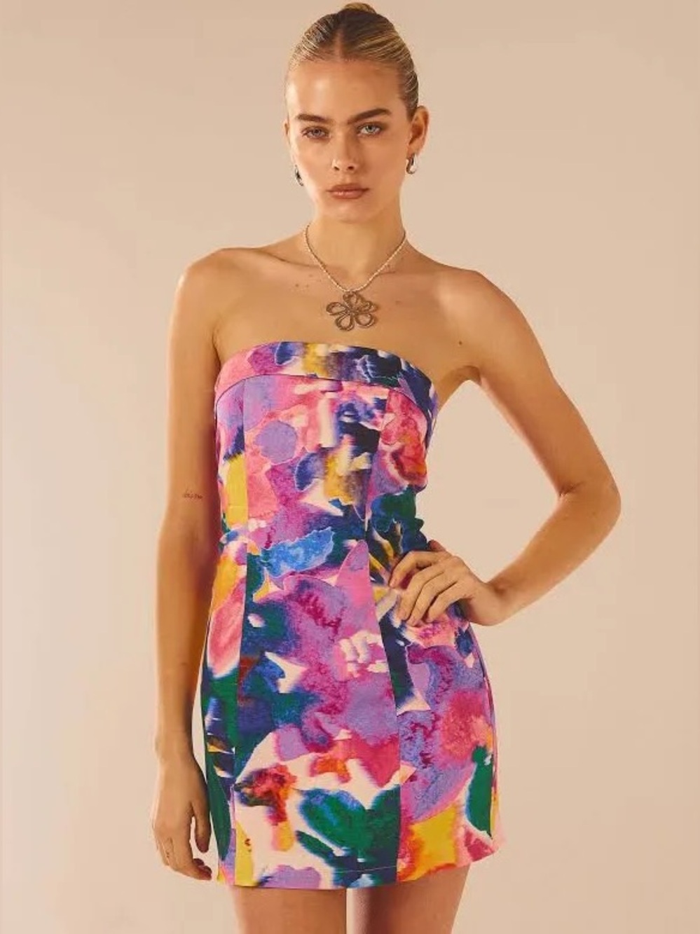 Peppermayo Mad Love Tube Mini Dress Candy Bouquet Floral Strapless Bodycon